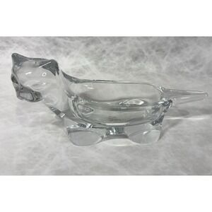 Carole Stupell Collection Clear Glass Cat Figurine Dish Trinket Bowl Vintage Art